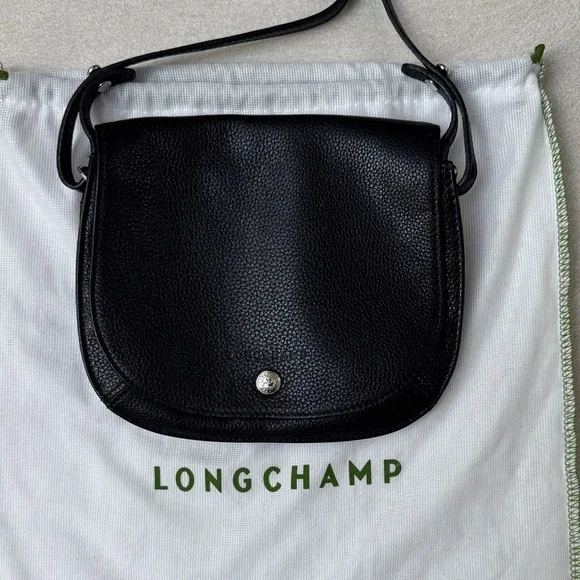 Longchamp Le Foulonne
Black Pebbled Leather Crossbody Saddle Bag - Picture 1 of 4